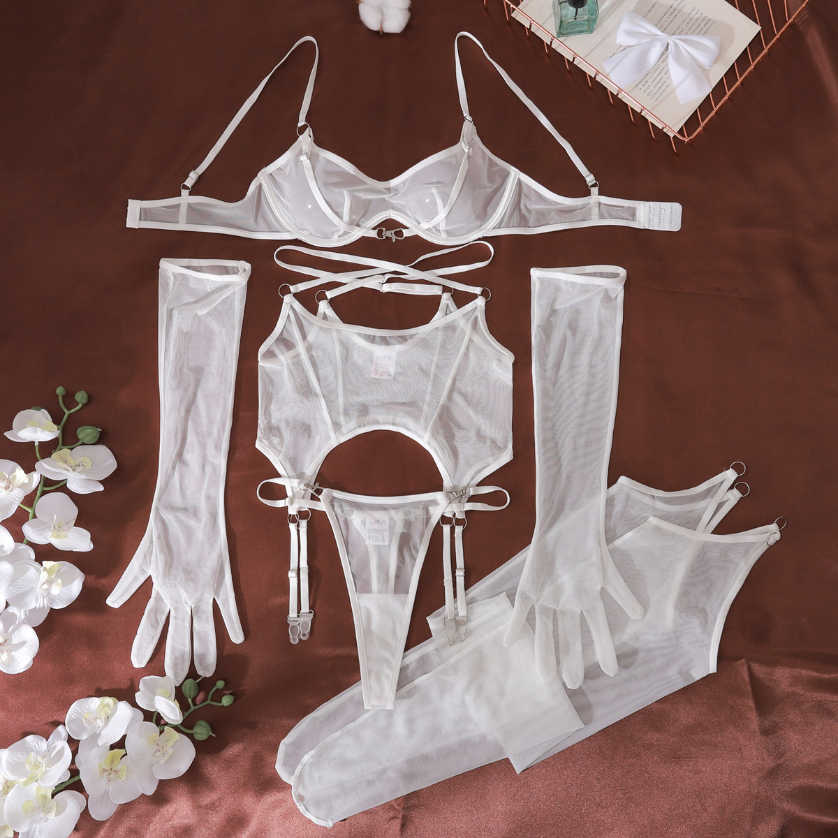 Conjunto de Lingerie Sexy em T - Sheer Mesh Bra avaliação e preço